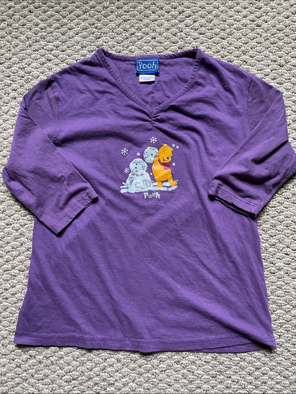 Vintage kids Winnie the Pooh v neck long sleeve